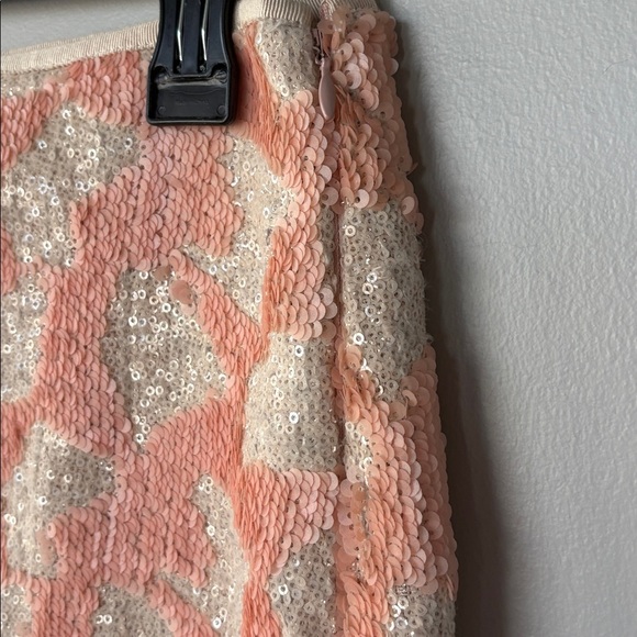 Banana Republic Women's full sequin lined Cream and coral 🪸 print Skirt - Picture 4 of 8